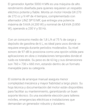 Generador Gasolina Ayerbe 5000H