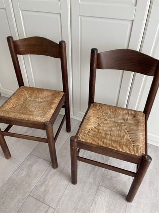 Juego de 2 sillas de madera y yute