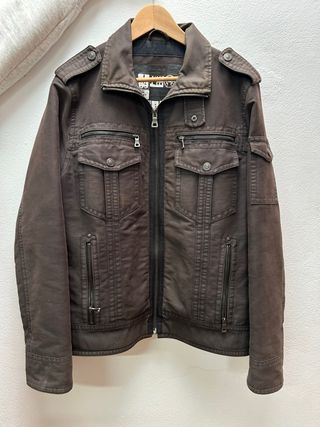Chaqueta militar/biker hombre marrón