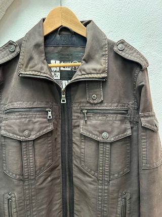 Chaqueta militar/biker hombre marrón
