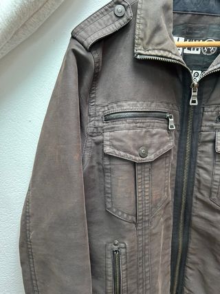 Chaqueta militar/biker hombre marrón