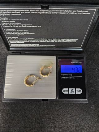 Pendientes de Oro 18K, Aretes, 4,32gr, 1,6cm