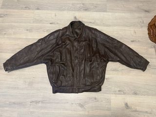 Cazadora Cuero Marrón Vintage Años 90 – Talla 52