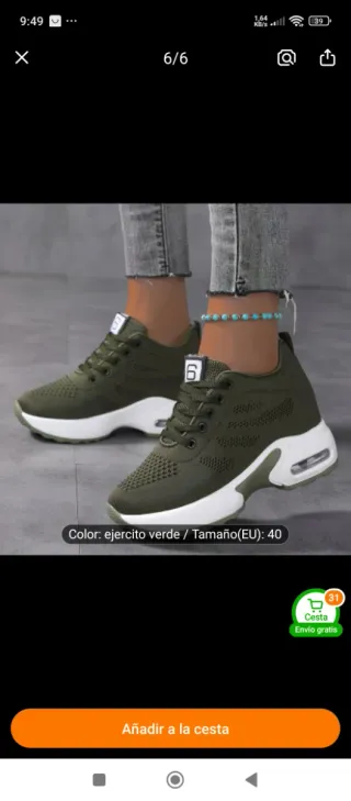 Deportivas mujer talla 40 verde