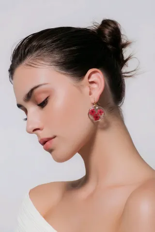 Pendientes Flor Morada y Dorados