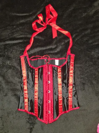 Corsé Underbust Negro y Rojo Talla S