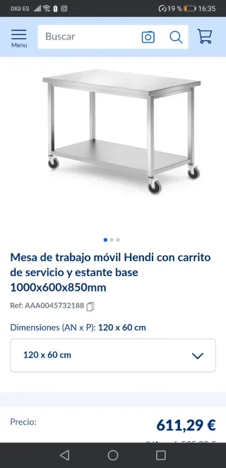 Mesa Acero Inoxidable con Ruedas 120x70