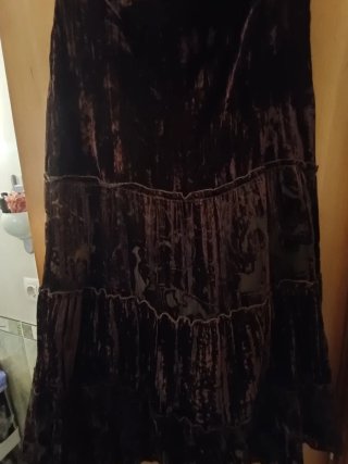 Falda terciopelo marrón y encaje talla 42