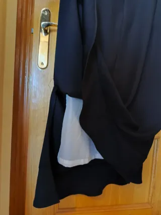 Vestido ceremonia largo LEID-FORT negro/blanco T64