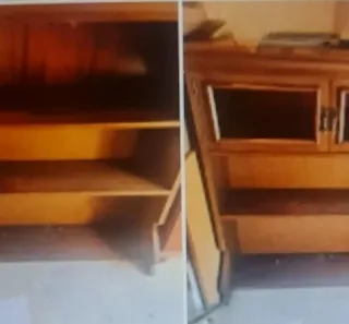 Mueble Castellano Antiguo Madera y Cristal