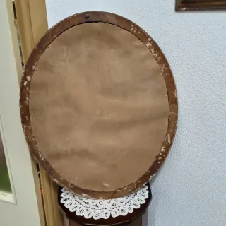 Espejo ovalado antiguo de latón | Modernista / Art