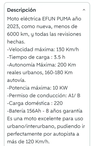 EFUN PUMA 9kW (125cc) ¡OLVÍDATE DE LA GASOLINA!