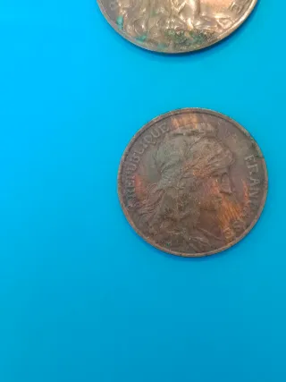 Monedas Francesas 10 y 5 Centimos 1914-1916