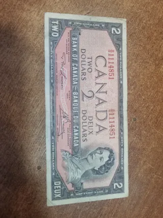 Banknota da 2 dollari canadesi del 1954 con Regina Elisabetta II