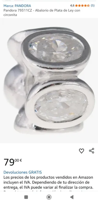 Charm Pandora Original Circonitas Plata