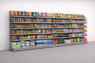 Estanterías de comercio blanco y gris