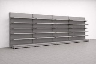 Estanterías de comercio blanco y gris