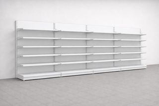 Estanterías de comercio blanco y gris