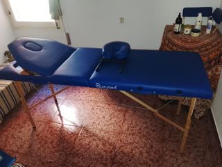 Camilla de masajes plegable azul