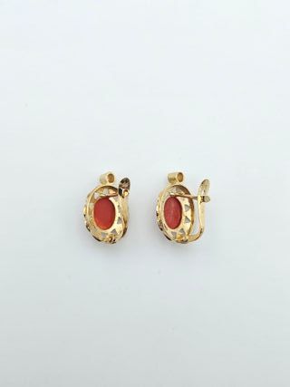 Pendientes de Oro 18K, Coral, 2,68gr, 1,5cm