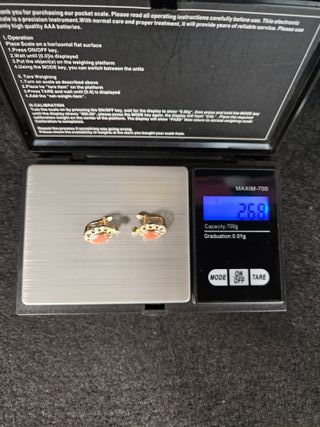 Pendientes de Oro 18K, Coral, 2,68gr, 1,5cm