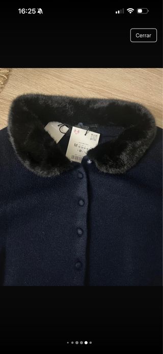 Chaqueta punto cuello pelo azul Talla M