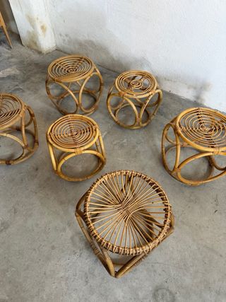 Taburetes de bambú y ratán (Set de 6)