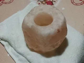 Porta candela in pietra sale rosa