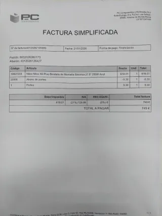 Bicicleta Eléctrica Nilox X6 Plus