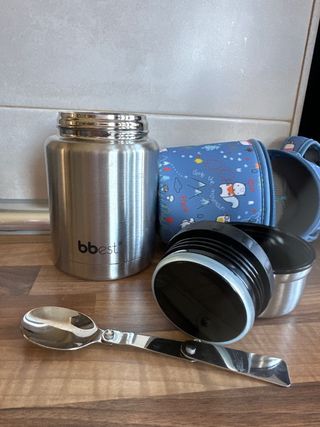 Termo infantil con funda azul