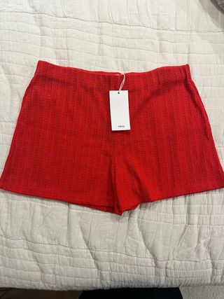Pantalón corto tejido Mango rojo Talla S