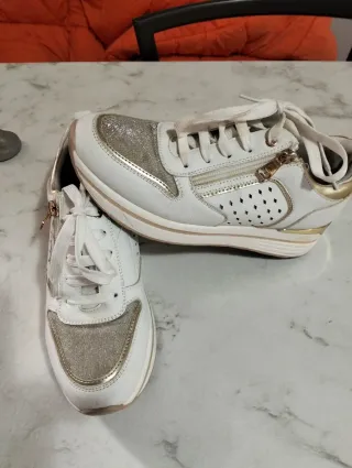 Scarpe donna bianche e oro