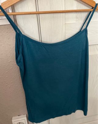 Camiseta calada azul petróleo manga larga