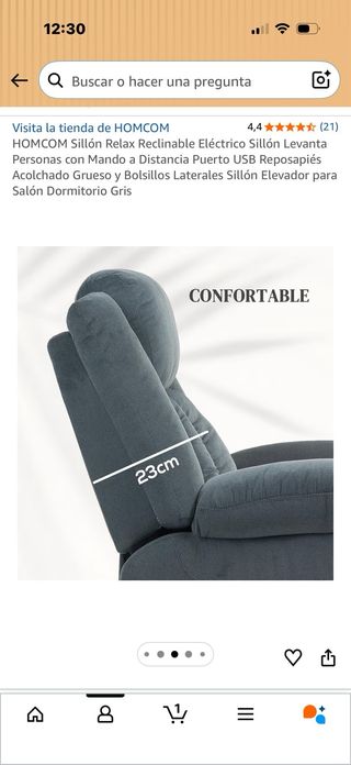 Sillón reclinable gris impecable