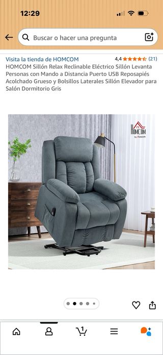 Sillón reclinable gris impecable