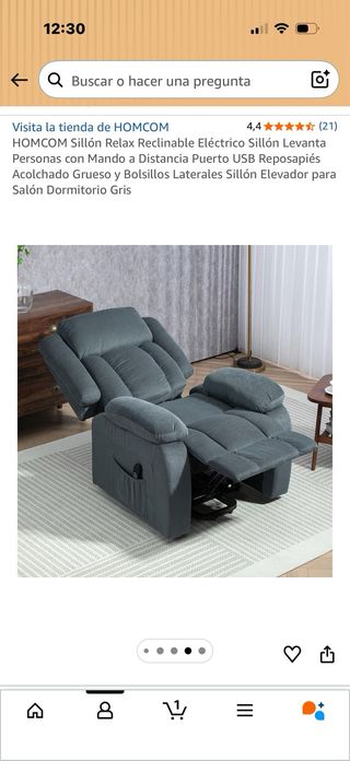 Sillón reclinable gris impecable