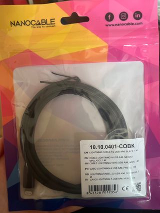 Cable Lightning a USB Mallado 1m Negro