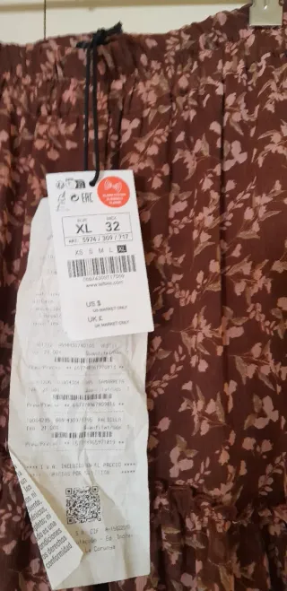 Falda Lefties Estampada Marrón y Rosa con flores