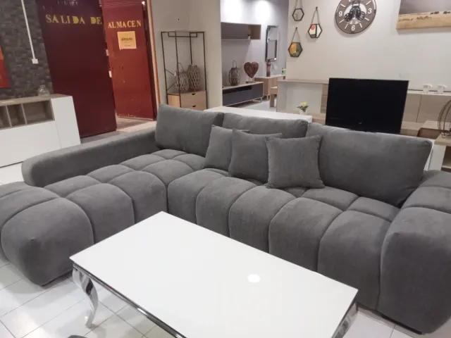 Sofá modular gris de tela