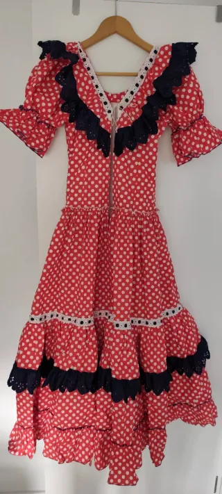 Traje Flamenca Niña Rojo Lunares