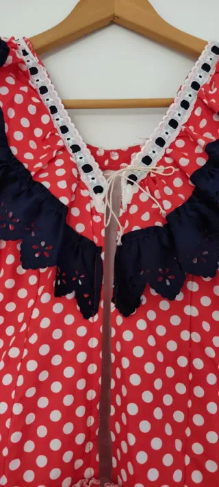 Traje Flamenca Niña Rojo Lunares