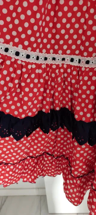 Traje Flamenca Niña Rojo Lunares