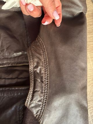 Cazadora Piel Mango Marrón