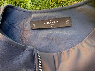 Chaqueta efecto piel azul marino T.S