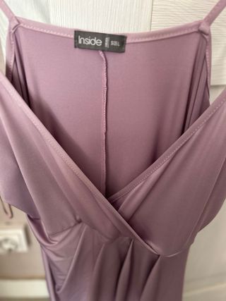 Vestido fiesta tirantes finos malva talla L