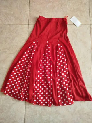 Falda flamenca roja lunares blancos talla única