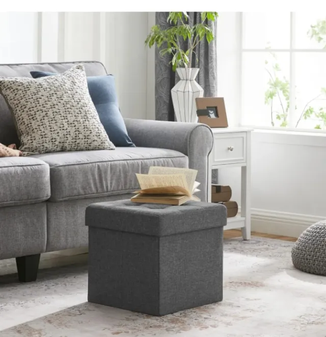 Taburete SONGMICS Almacenamiento Plegable Grigio