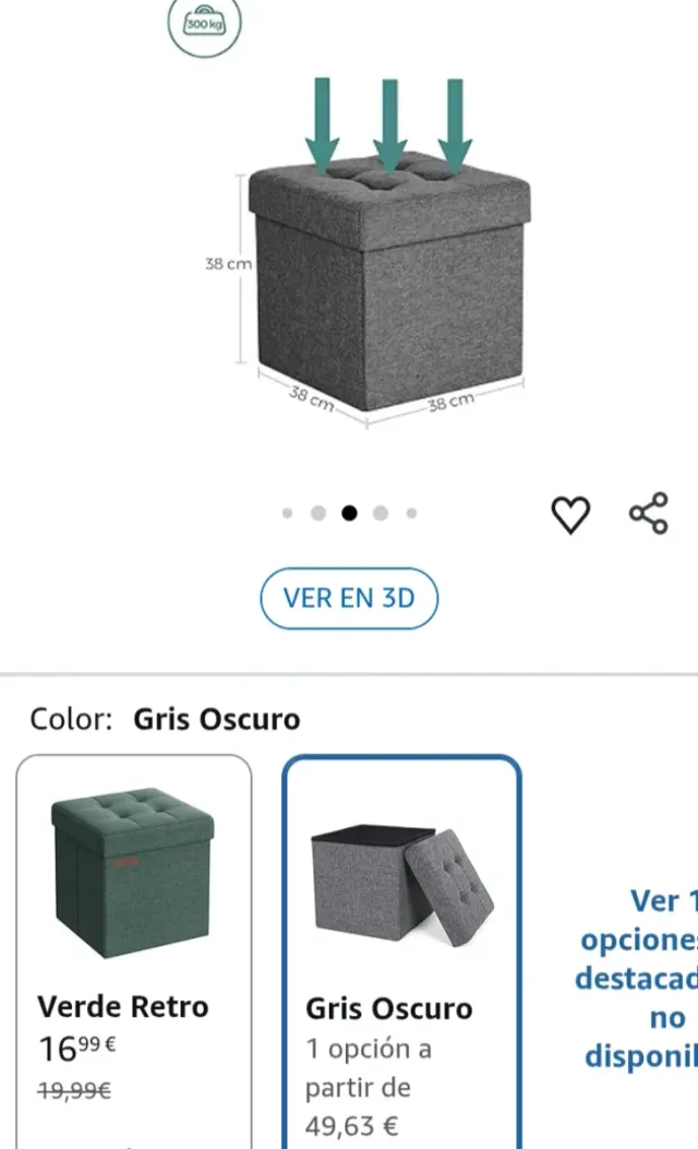 Taburete SONGMICS Almacenamiento Plegable Grigio