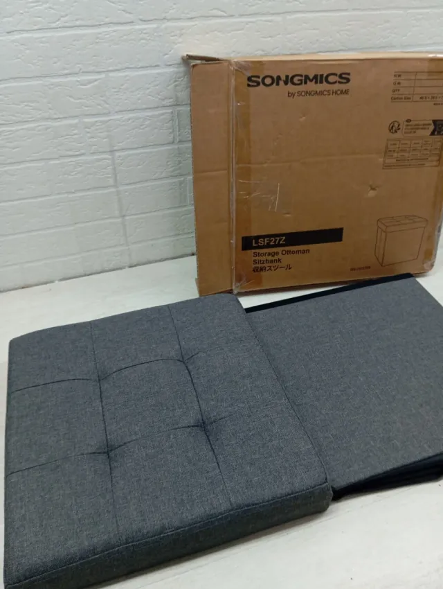 Taburete SONGMICS Almacenamiento Plegable Grigio