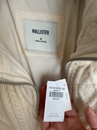 Abrigo Hollister Crema Talla M Mujer